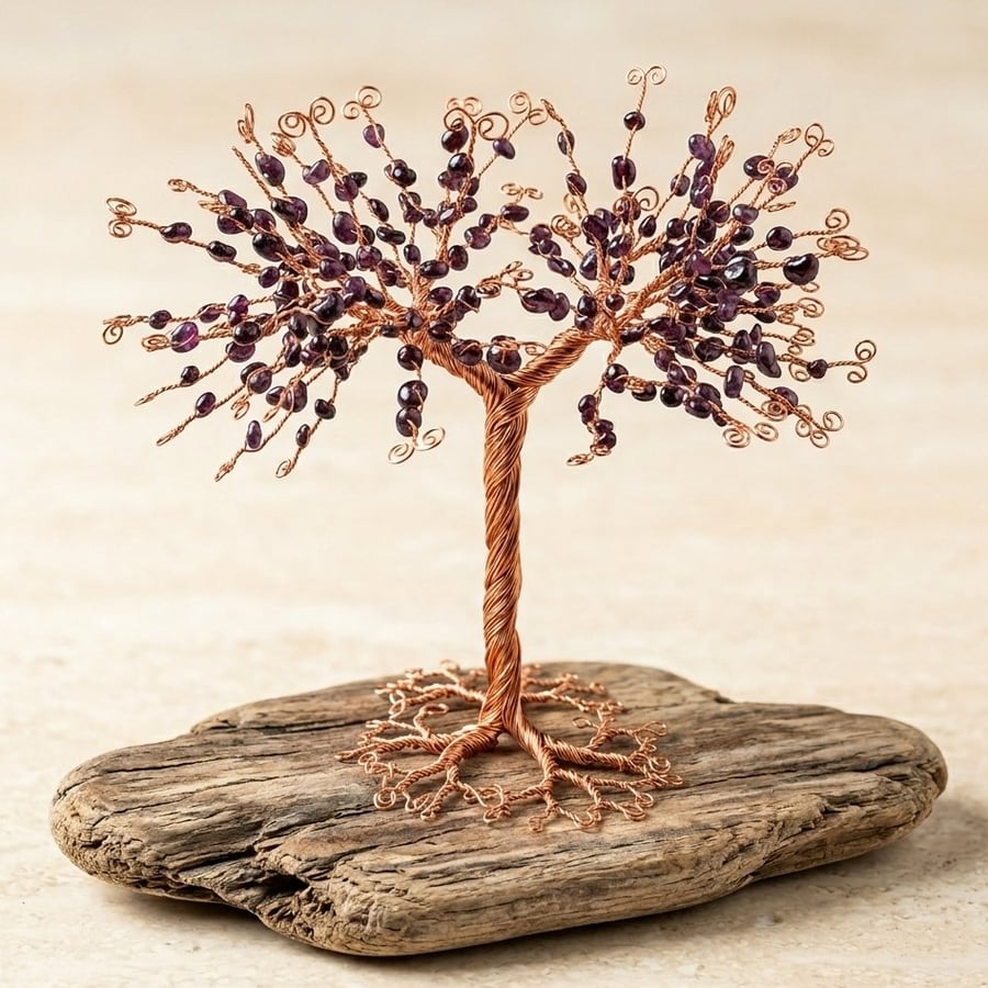 Wire Garnet Tree Sculpture