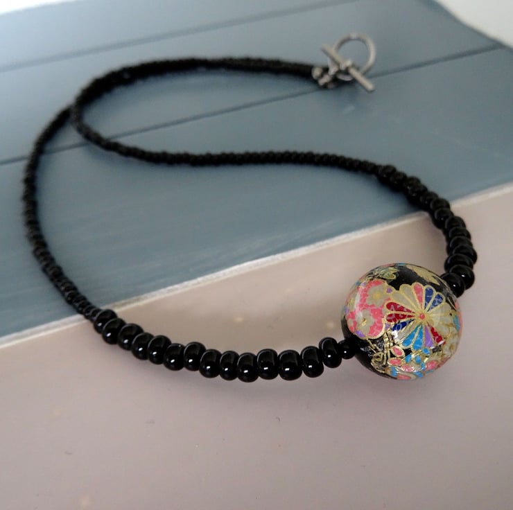 Japanese Decal Bead Necklace - Folksy