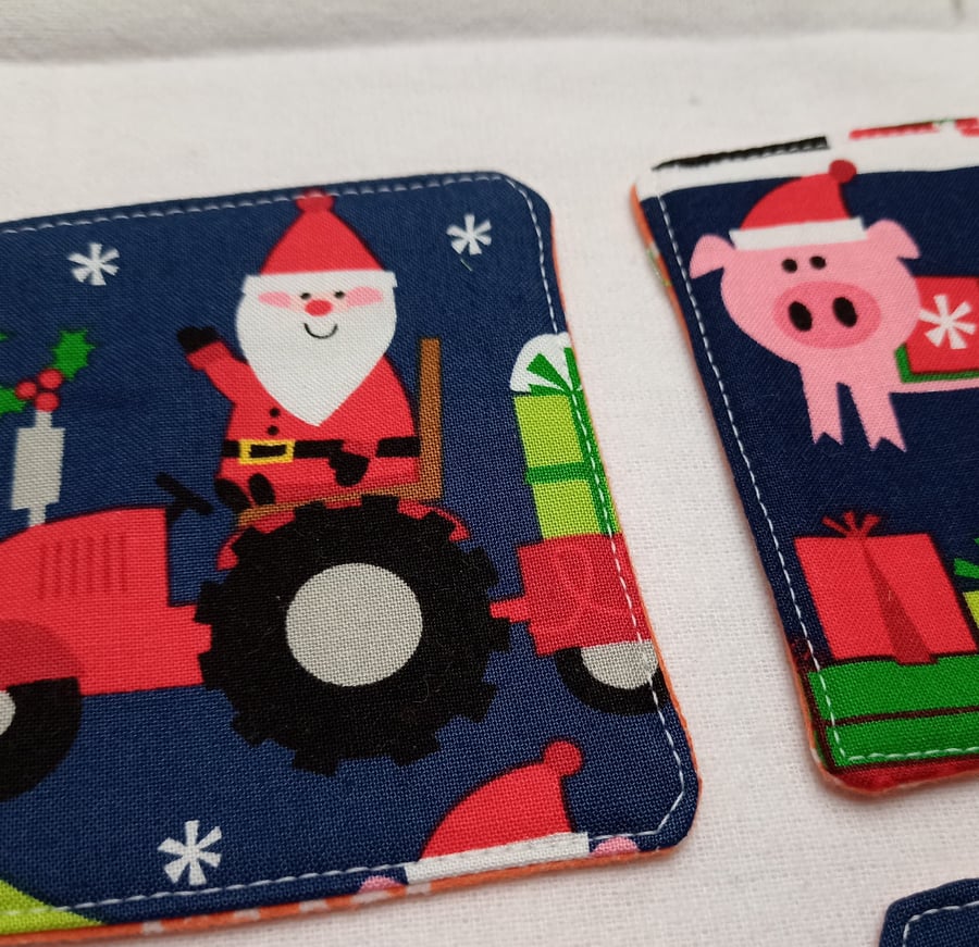 Mug coasters - Santa's Farm (Set of 2 or 4)