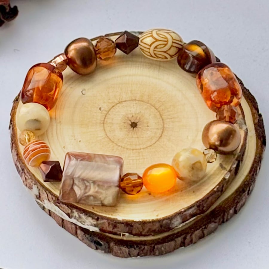 Handmade Mixed Bead Bracelet - New & Repurposed Beads
