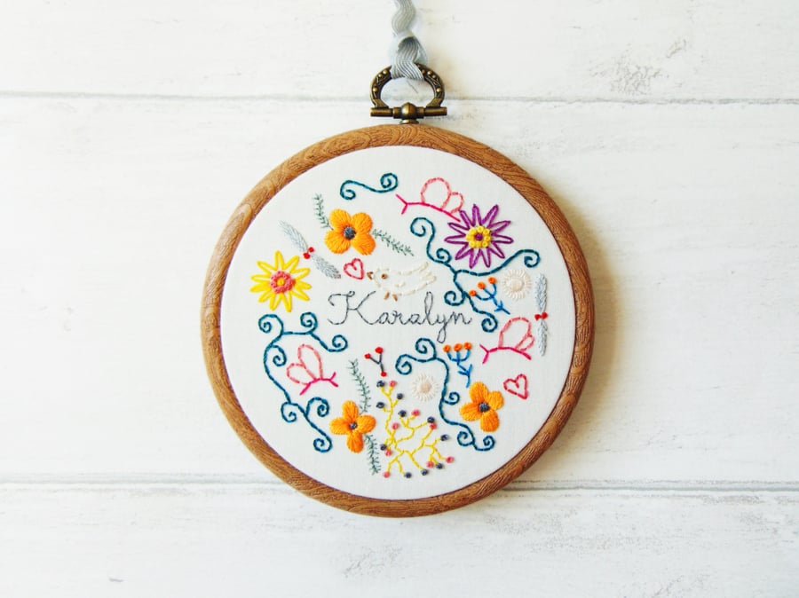 Quirky Embroidery Gift for Her, Personalised Unique Gift, Hand Embroidered 