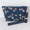 Makeup bag, zipped pouch, cosmetic bag, owls