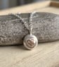 Sterling silver pebble pendant with bronze heart, Small silver nugget necklace - Image 4