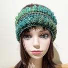 Headband Ski Warmer Crochet Quirky Green Mix