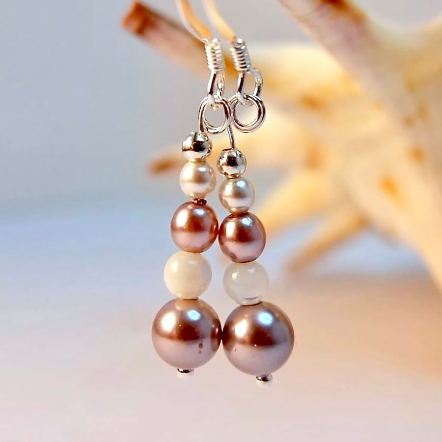 Pearl, Mother Of Pearl Earrings - Handmade Gift, Birthday, June, Anniversary