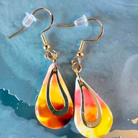 Sunset Theme Polymer Clay Teardrop Earrings