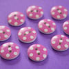 15mm Wooden Spotty Buttons Pink White 10pk Spot Dot (SSP19)