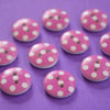 15mm Wooden Spotty Buttons Pink White 10pk Spot Dot (SSP19)