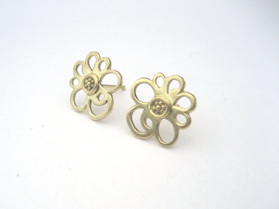 Solid 18ct Yellow Gold Primrose Stud Earrings