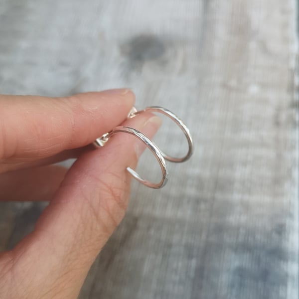 Sterling Silver Hammered Hoop Earrings