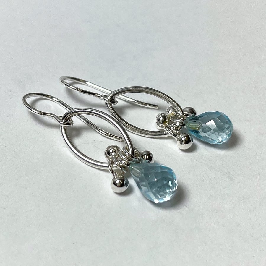 Silver and blue topaz drop earrings 