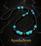 Men's Black Onyx and Turquoise Beaded Necklace – 26 Inch Slip-On Design
