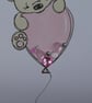 New Baby Card - Teddy With Pink Balloon - Image 2