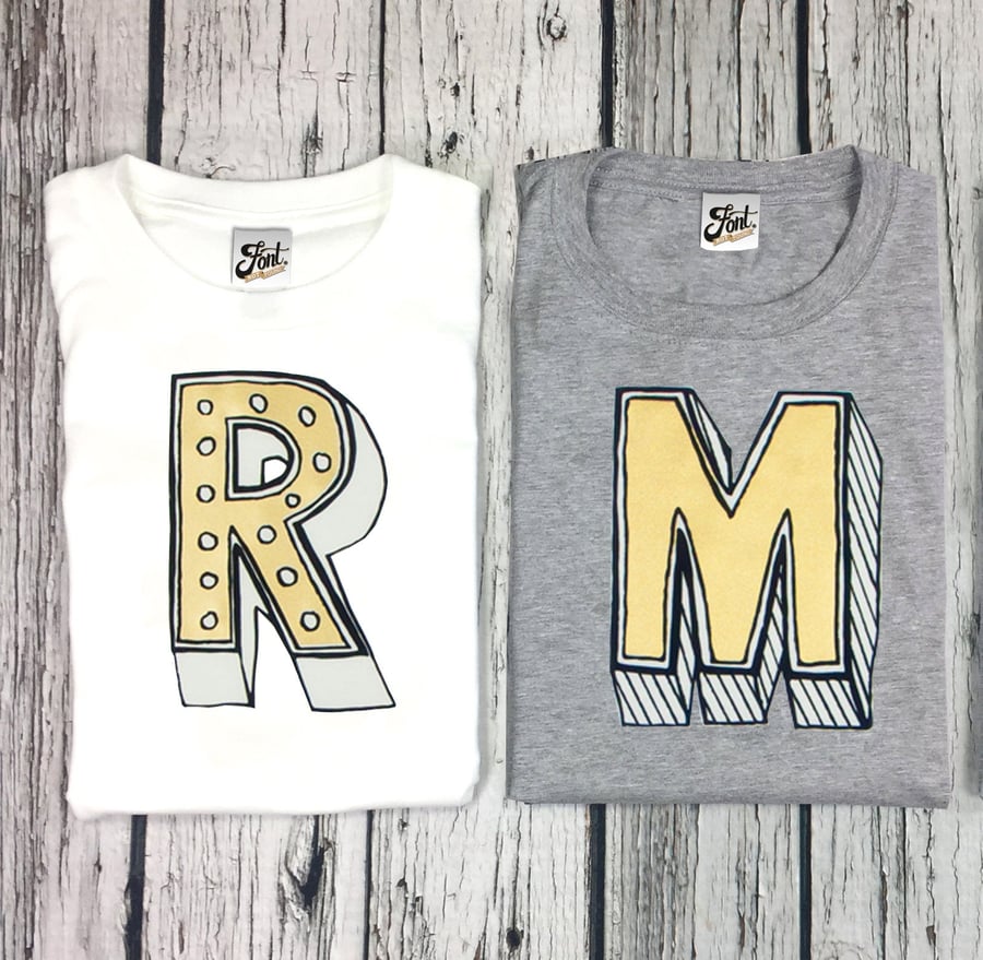 Baby Letter T-Shirt. Choose your Baby's Initial. Personalised Monogram Infant 