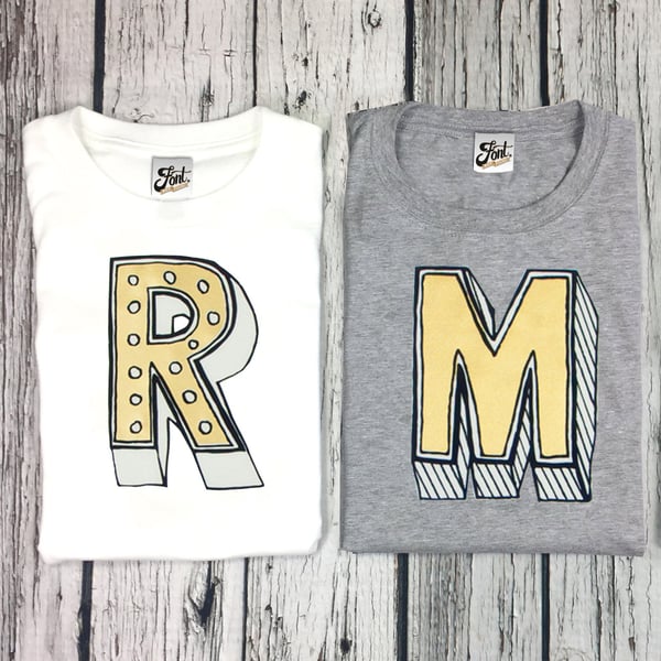 Baby Letter T-Shirt. Choose your Baby's Initial. Personalised Monogram Infant 