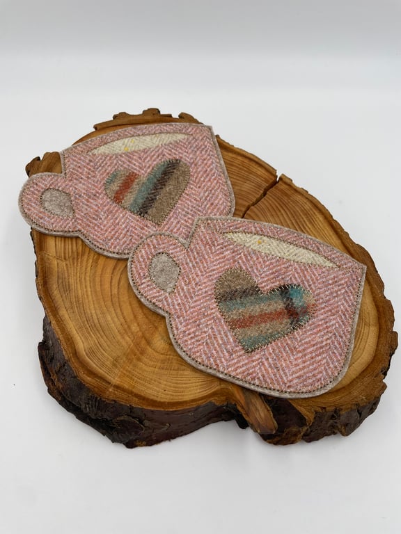 Set of two woollen mug rugs