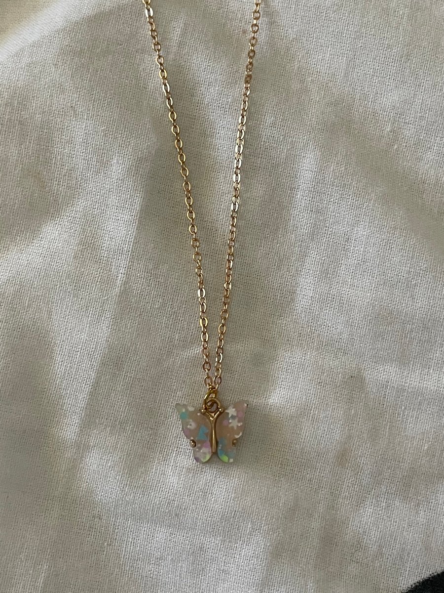 Angel - speckled starry pastel butterfly necklace 
