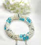 Faux Pearls & Light Blue Cracked Glass Bracelet - Image 4