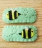 Bumblebee Felt Hair Clips - Hand made and embroidered - Image 2