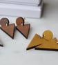 Wooden Gold-painted Two-part Dangly Earring with Triangle - Image 2