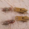 Mustard Yellow Zip Earrings with Chinese Bloodstone Beads