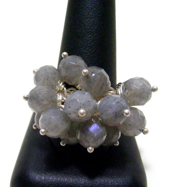 Labradorite Gemstone Adjustable Ring.