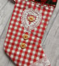 Scandi Style Hearts and Holly Gingham Christmas Stocking - Image 7