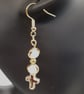 Elegant Gold-Coloured Cross Earrings with Faux Pearls and Gold-Plated Details