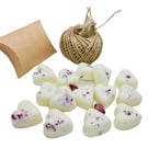 12 HEART BODY LOTION BARS 10g Each -Rose & Lavender Oils, Cocoa & Shea, Petals