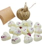 12 HEART BODY LOTION BARS 10g Each -Rose & Lavender Oils, Cocoa & Shea, Petals