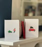 Christmas Card Cards Man Pulling Sledge watercolour style (QM 210) - Image 5