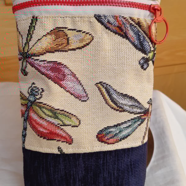 Navy dragonfly crochet hook bag