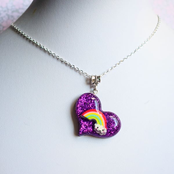 Boutique Glitter Heart Necklace main image 1