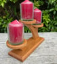 Cherry Wood 3 Candle Holder with Glass Candle Cups - Image 4
