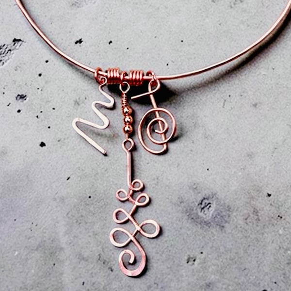 Reiki Symbol Copper Choker Necklace - Spiritual, Mindfulness, Wellbeing