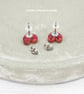 Red glitter small heart studs, Hypoallergenic titanium posts - Image 3