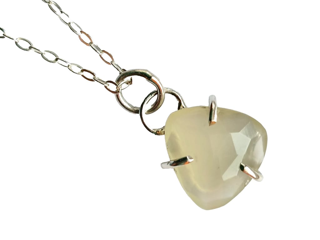 Libyan Desert Glass Necklace Recycled Sterling Silver Rose Cut Tektite Pendant