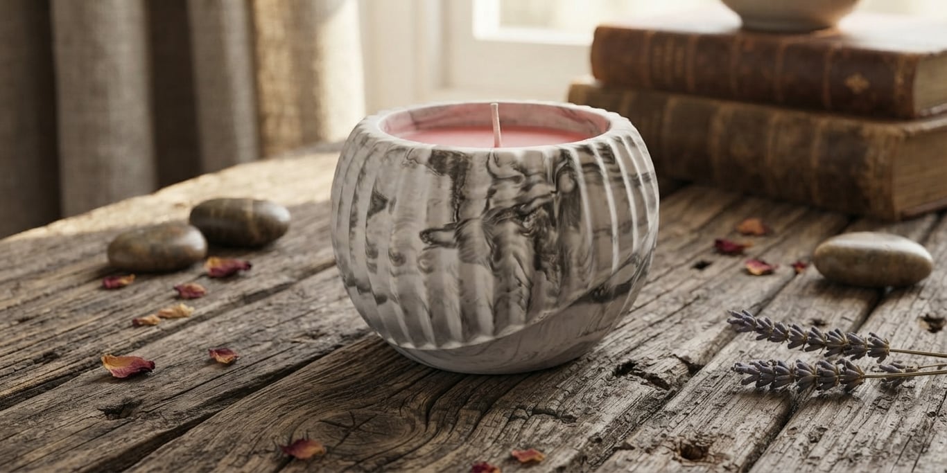 Black & White Marble Effect Jar with Candle