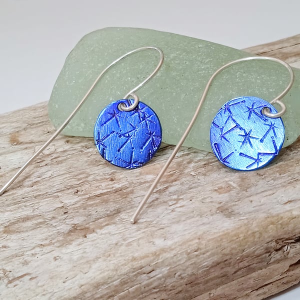 Starry Night Coloured Titanium Small Disc Earrings - UK Free Post
