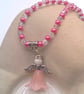 Christmas Angel Pendant on a Pearl Crystal and Chain Necklace, Stocking Filler - Image 4