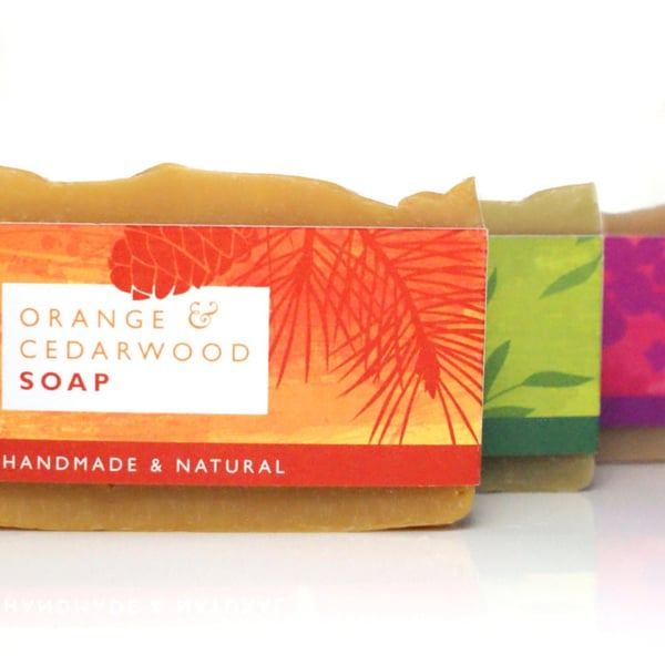 Natural Soap Gift Set of 3 - Orange and Cedarwood - Tea tree and Rosemary - Rose
