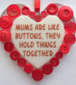 Handmade Fused Glass Mums Are Like Buttons Hanging Heart Picture Decoration - Image 2