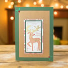 Handmade Linocut Print Deer Card - Eco Friendly Blank Greeting Card 