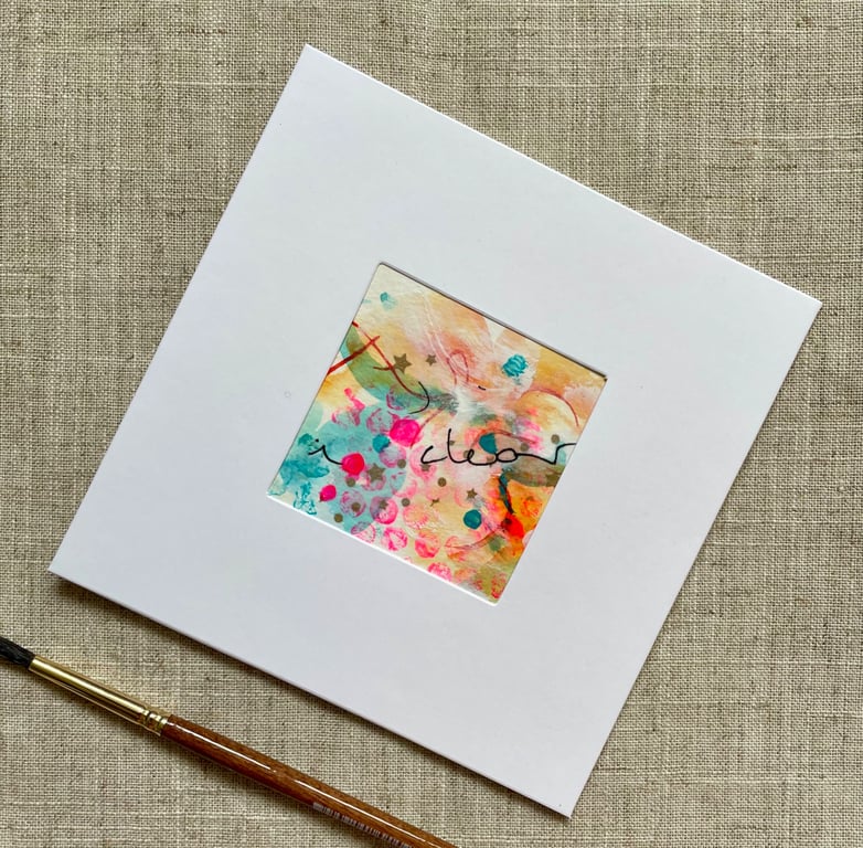 Original art card, blank card, hand painted, abstract, mixed media, art lovers