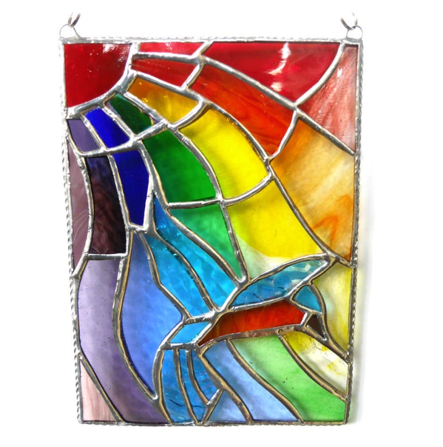 Kingfisher Rainbow Panel Stained Glass Suncatcher 018