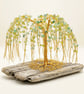 Gold Wire And Green Aventurine Willow Tree Sculpture