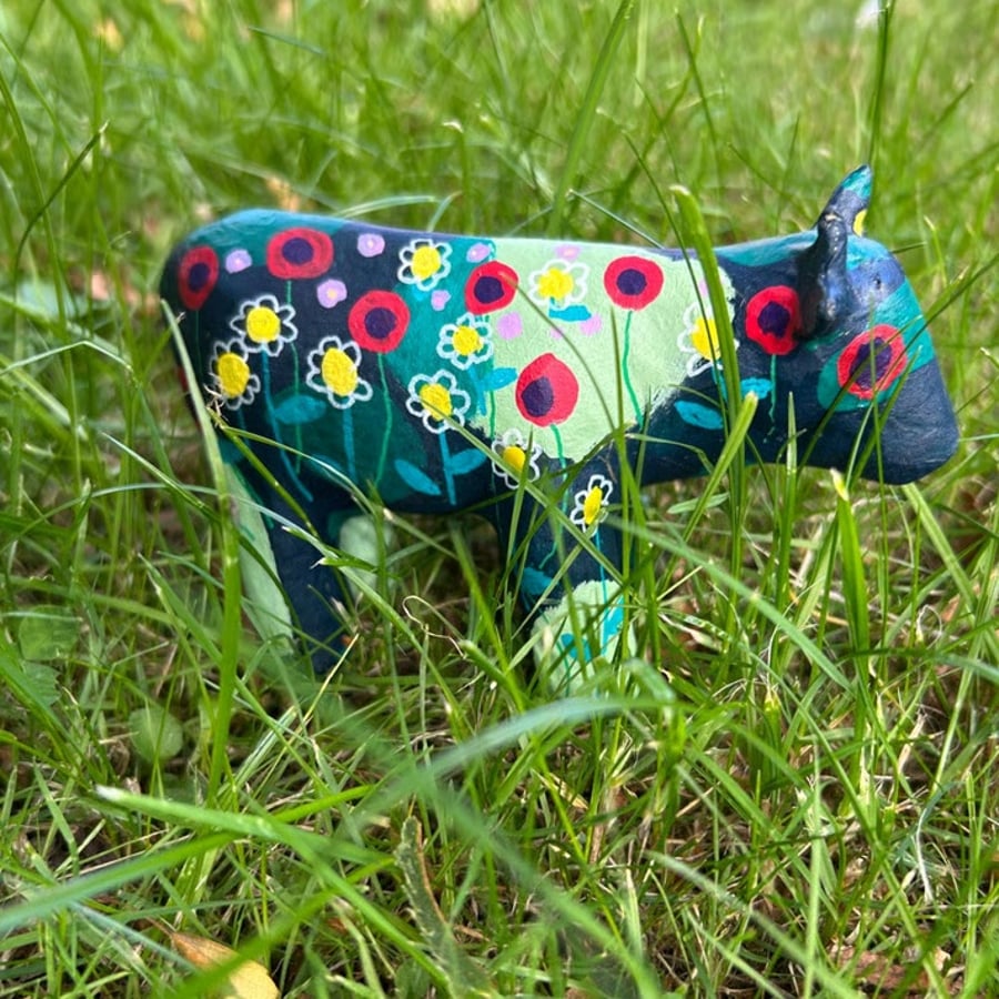 Flora the cow - handpainted ornament  made in Yorkshire