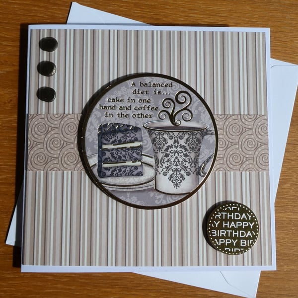 Coffee and Cake Birthday Card - Balanced Diet