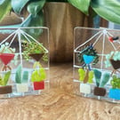 Handmade fused glass greenhouse tea-light shades