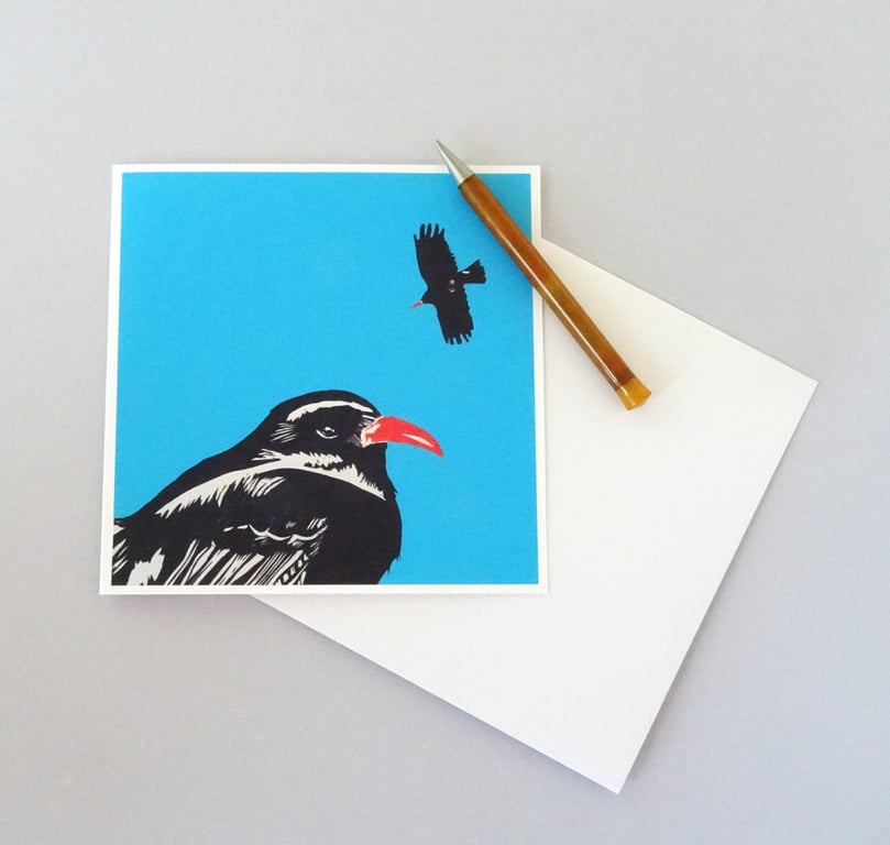 Cornish Chough Card, Cornwall, birthday, bird lover, Father’s Day,